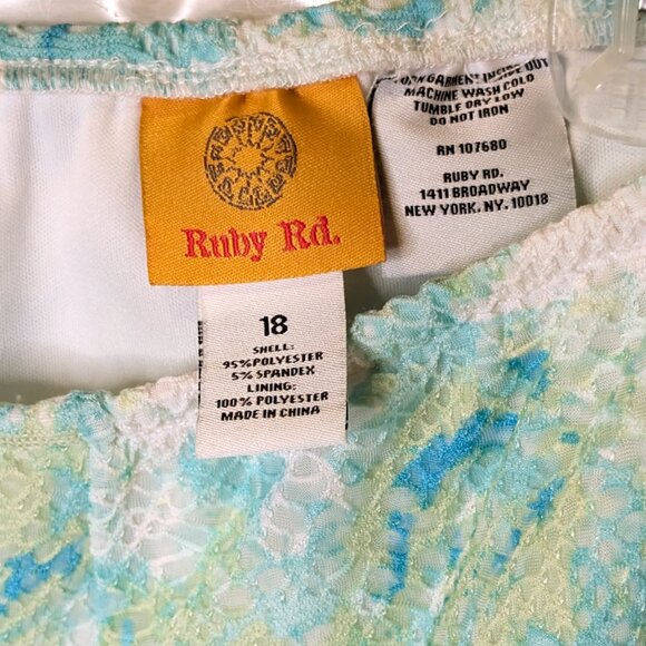 Ruby Rd. self-lined blue turquoise, yellow net skirt size 18 - Picture 3 of 3